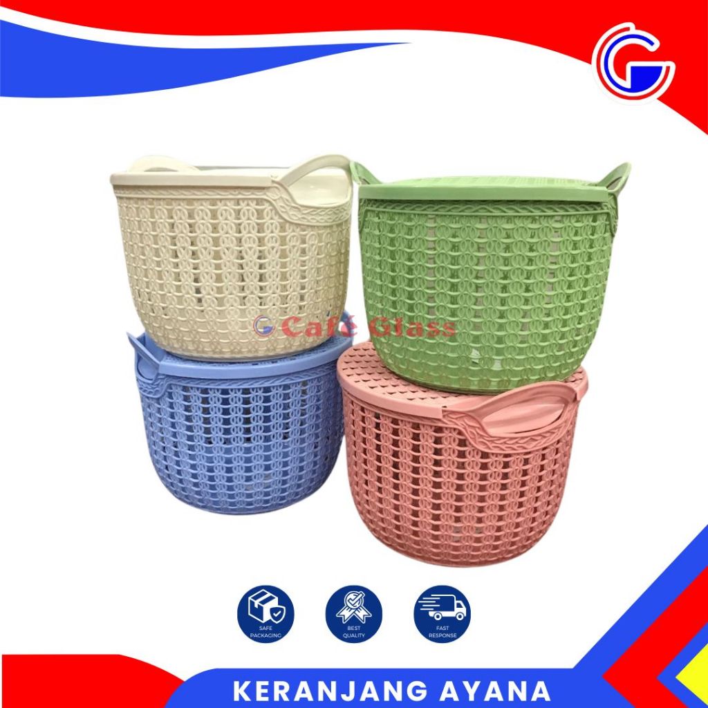 Keranjang Serbaguna Plastik Bulat Ayana Tutup Pastel I Keranjang Hantaran I Keranjang Souvenir