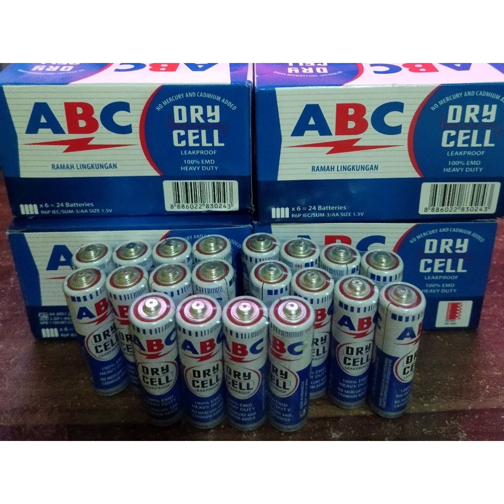 Jual BATERAI ABC AA ZINC R6 BIRU BOX ( ISI 24) BATU BATERAI JAM DINDING ...