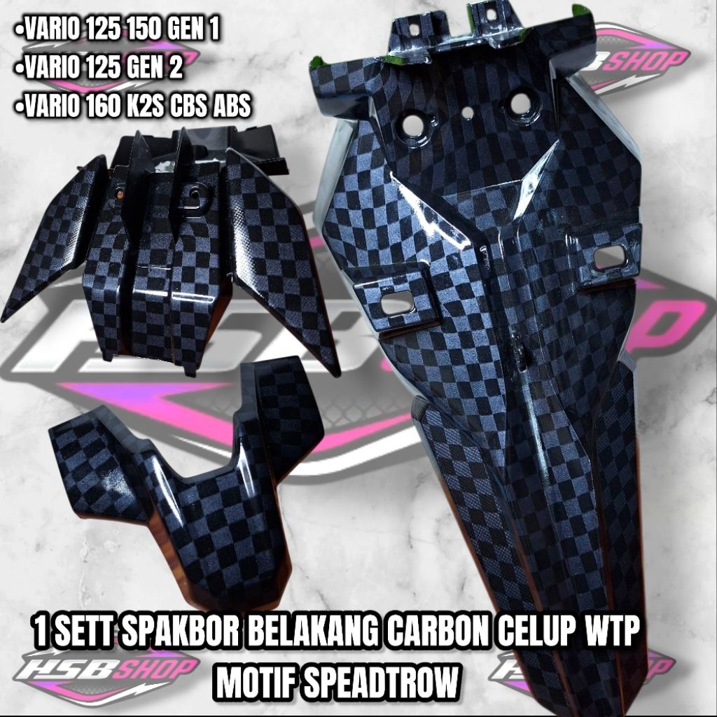 Jual Rear fender spakbor belakang 1sett fullset carbon celup wtp motif ...
