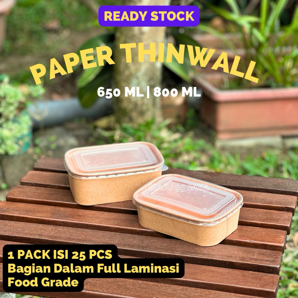 Jual [PACK] Paper Thinwall Rectangle 650ml 800ml + Tutup | Kraft ...