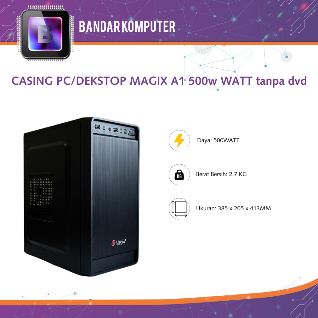 Jual CASING PC/DEKSTOP MAGIX A1 500w WATT tanpa dvd | Shopee Indonesia