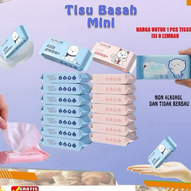 Jual Tisu mini 1bungkus kecil travel size isi 8 sheet serbaguna ...