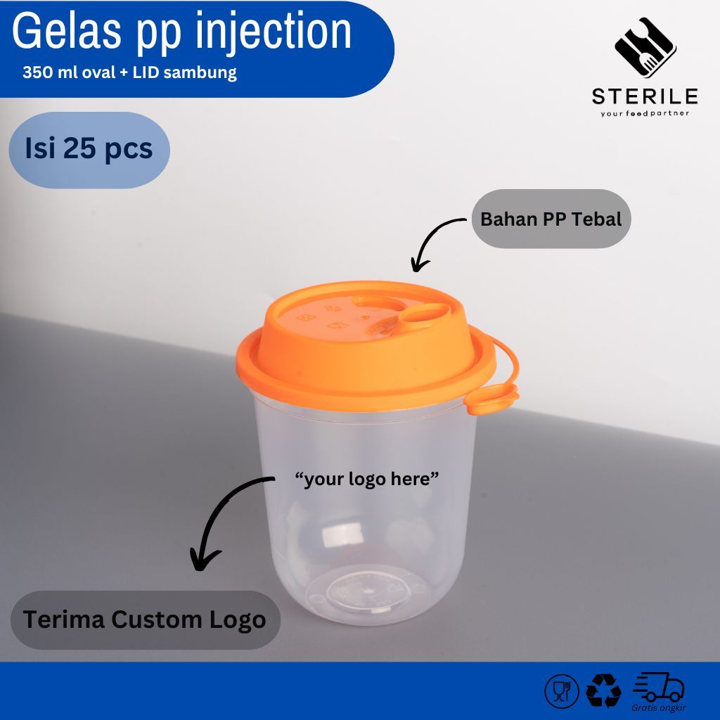 Jual GELAS THINWALL OVAL 380 ML 12 OZ + TUTUP @25 PCS / GELAS PP INJECT ...