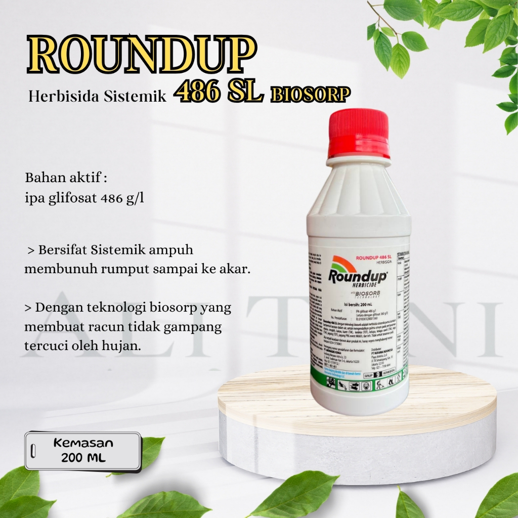 Jual (200 ML) ROUNDUP 486 SL Biosorp Herbisida Sistemik/Racun Rumput ...