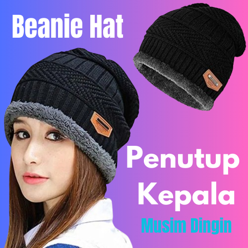 Beanie Hat Kupluk Penutup Kepala Winter Wool Sintetis Hangat Unisex Pria  Wanita Gunung Outdoor Travel Style