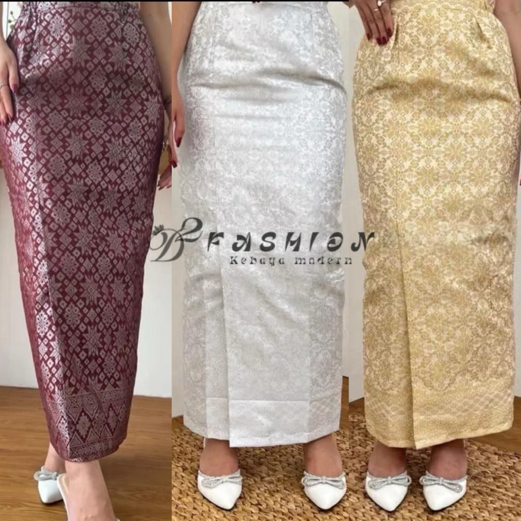 Jual Rok Songket Span Karet Kiri Kanan||Rok Kebaya Songket Siap Pakai ...