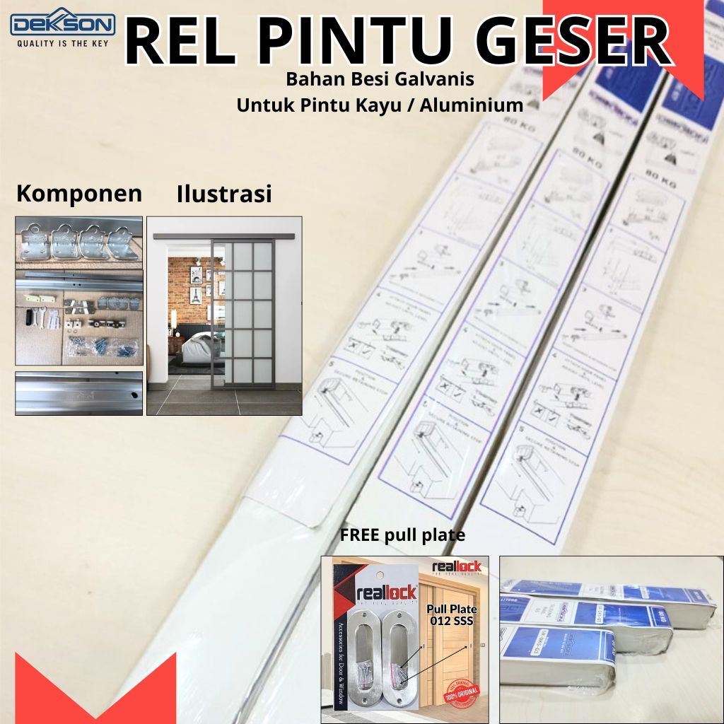 Jual Rel pintu geser BESI galvanis komplit merk DEKKSON ORIGINAL FREE ...