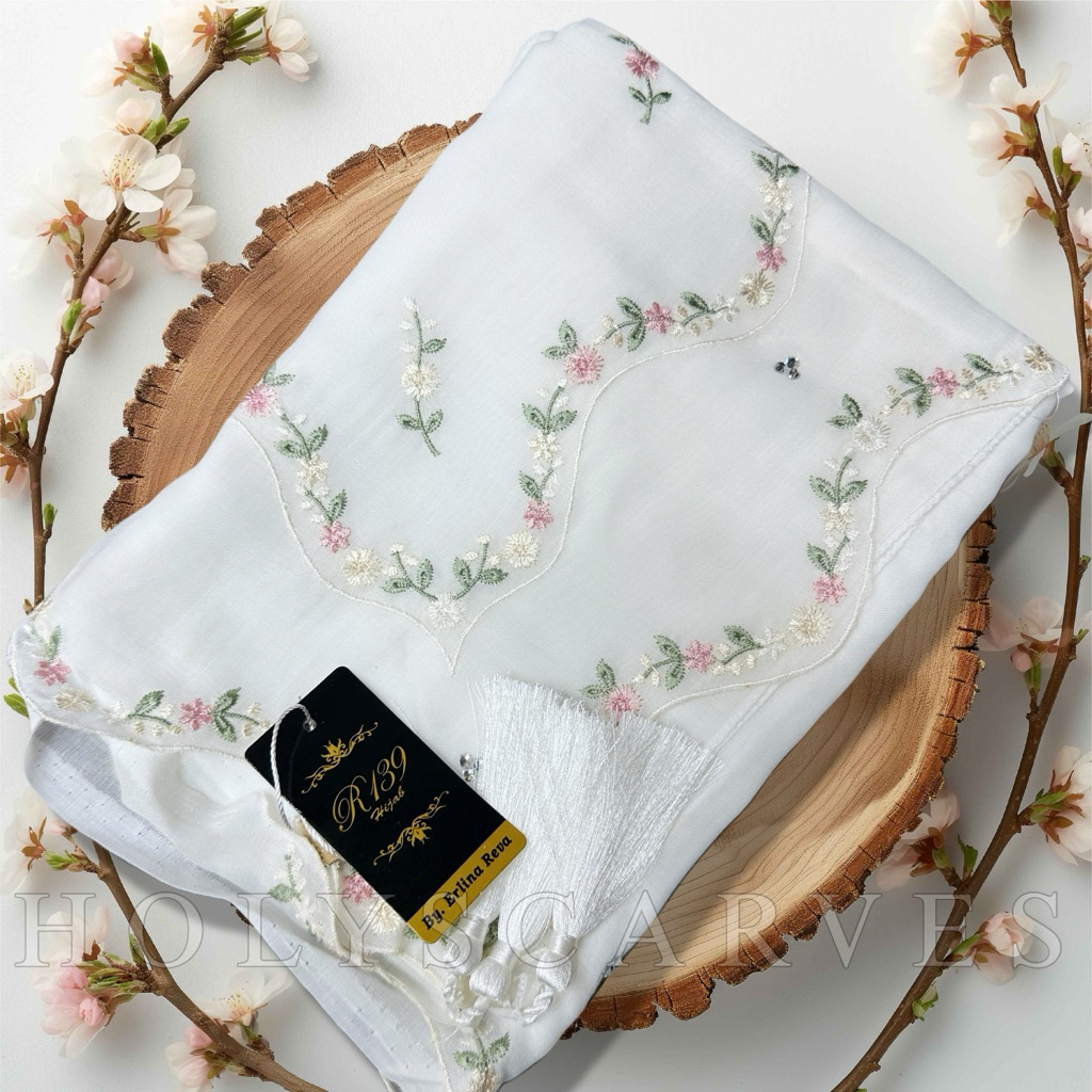 Kerudung Segi Empat Paris Bordir Orchid Series By R139 Hijab
