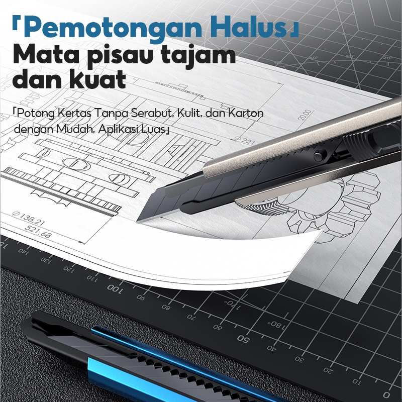Jual HYUNDAI Cutter Metal Kuat 9MM Pisau Serbaguna Metalik Alat Potong ...