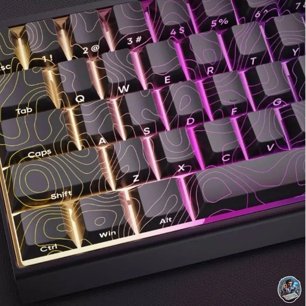 Jual Keycaps Topographic Contour Line - PBT Double Shot Cherry Profile ...