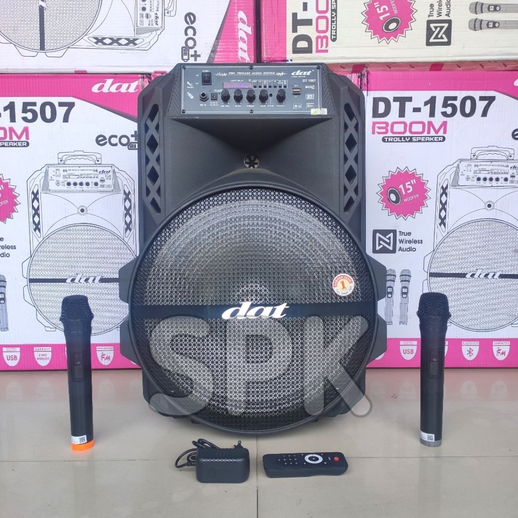 Jual Speaker Portable DAT DT 1507 Boom 15 inch 2 Mic Wireless | Shopee ...