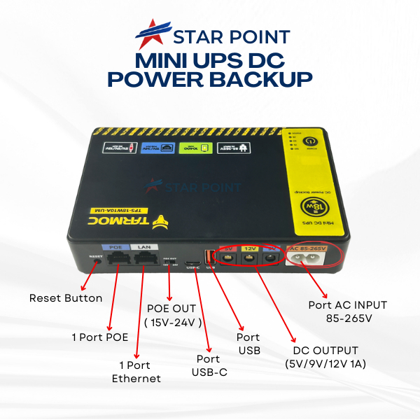 Jual Tarmoc TPS-18W10A-UM | Mini UPS DC Power Supply 5V/9V/12V POE 15 ...