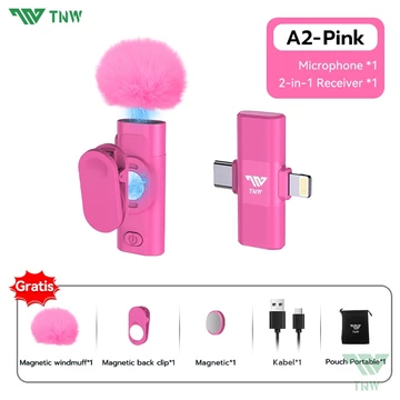 TNW A2 A3 Wireless Microphone 2 In 1 Magnetic Lavalier Mikrofon HP Clip On Mic Portable