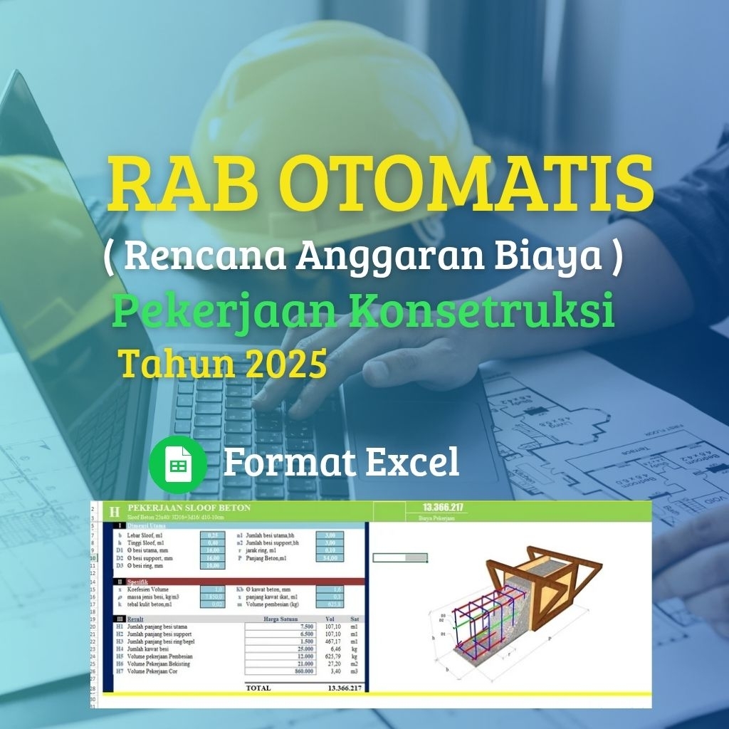 Jual RAB (Rencana Anggaran Biaya) Otomatis Tahun 2025 || fail Excel ...