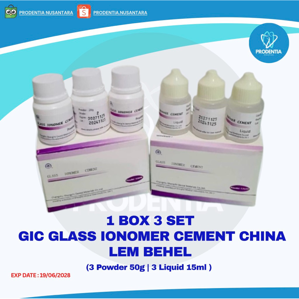 Jual 1 BOX ISI 3 POWDER & 3 LIQUID Set GIC Glass Ionomer Cement China ...