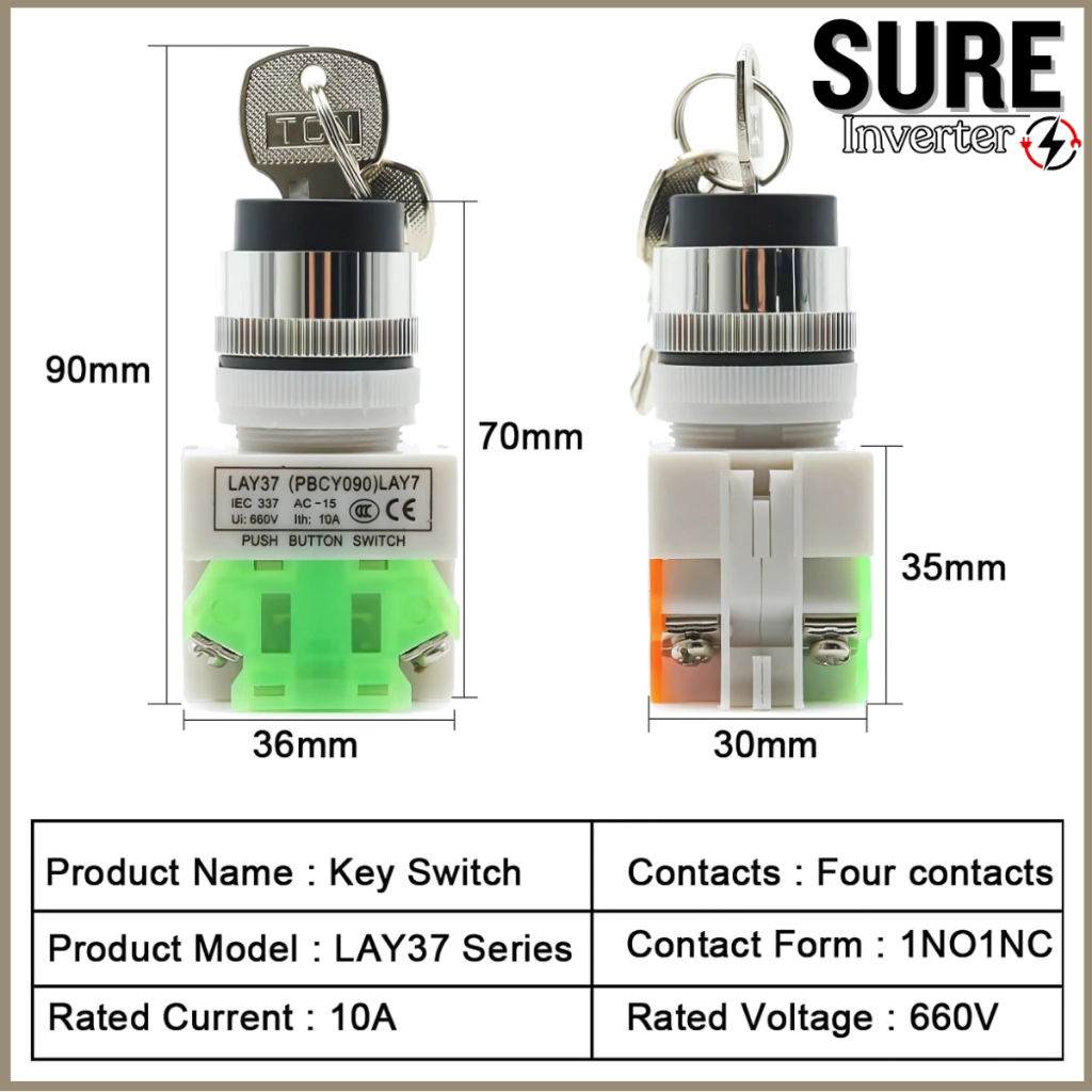Jual Selector Switch Key 22mm Stay Put 2Posisi 3Posisi Kunci Saklar ...