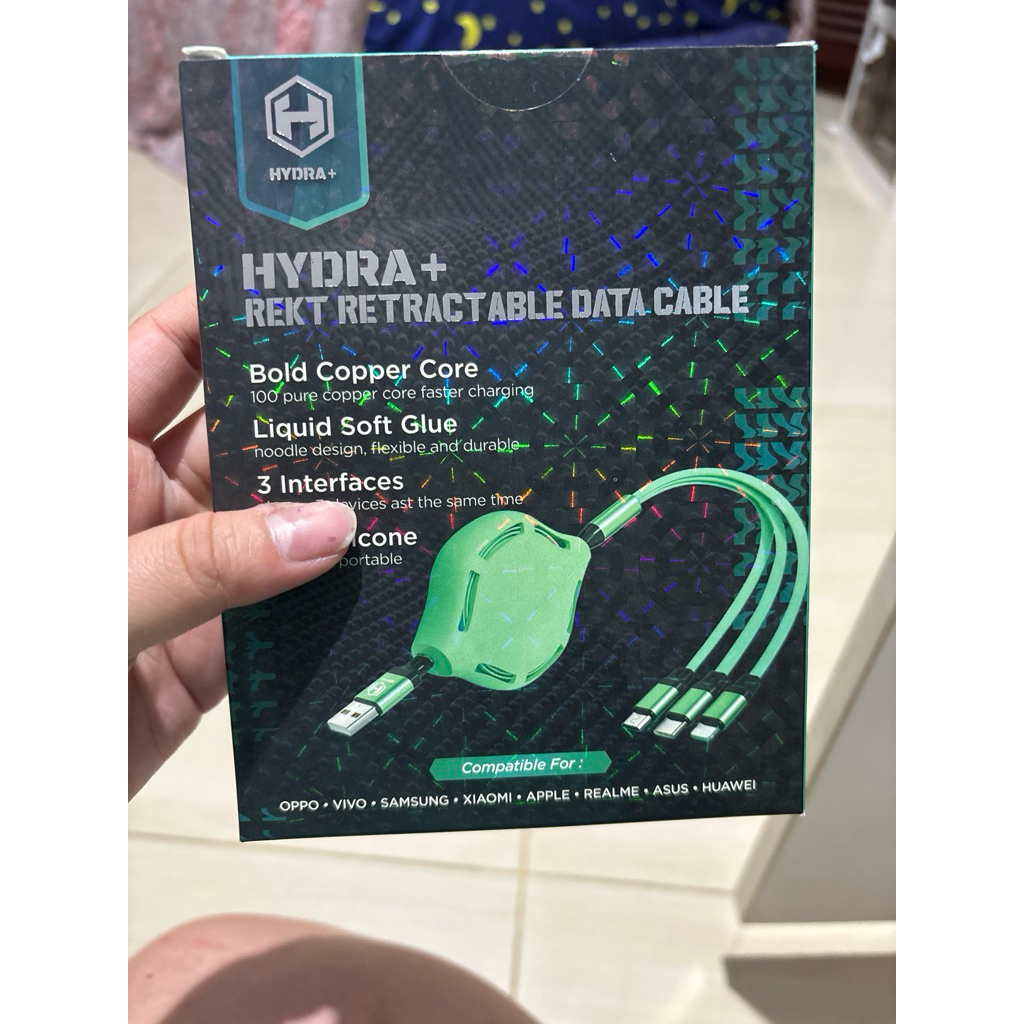 Jual Hydra + Rekt Retractable Data Cable New for Iphone, samsung, type ...