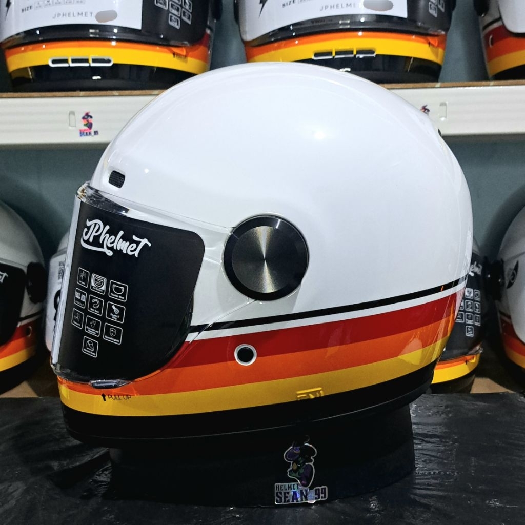 Jual HELM JPX JP ROKR MOTIF RK 01 BROKEN WHITE FULL FACE ORIGINAL SNI ...