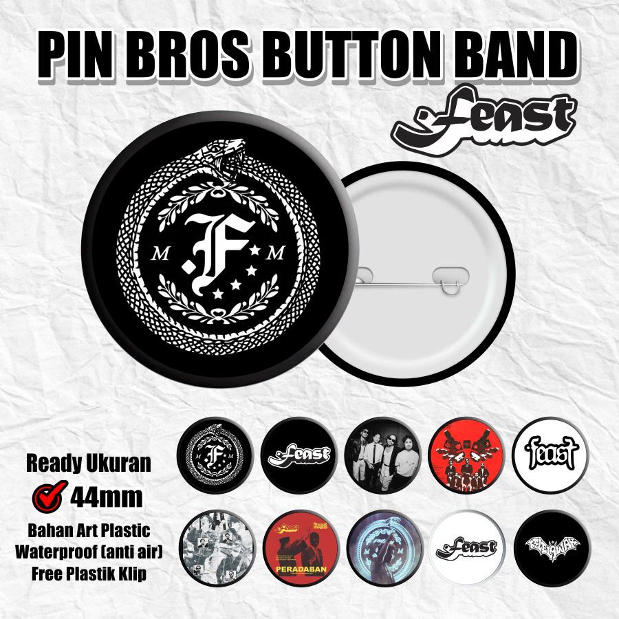 Jual SyndicateMusicMerch Pin Bros Feast Band 44mm 5pcs Aksesoris ...