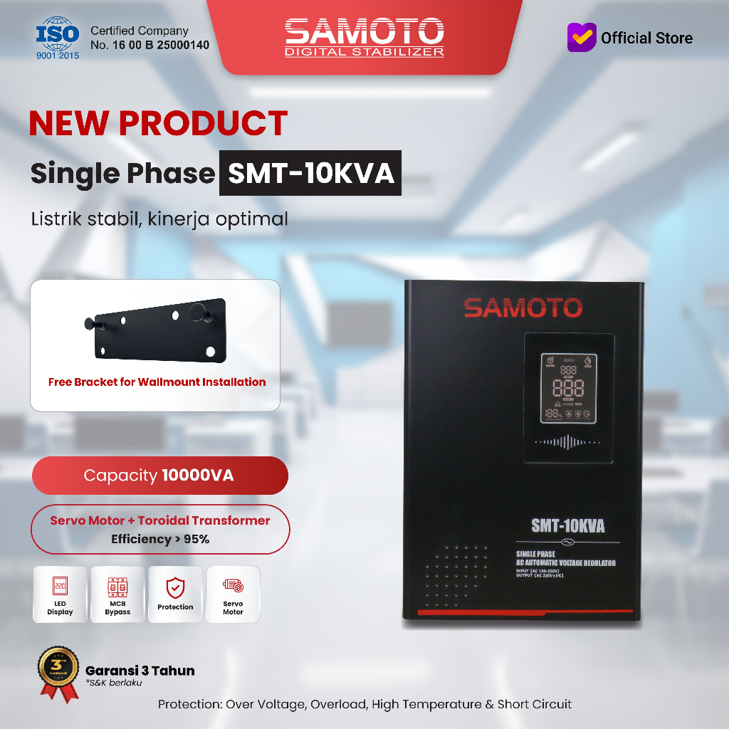 Jual SAMOTO Stabilizer 10000VA Stavolt Single Phase Stavolt SMT10000VA ...