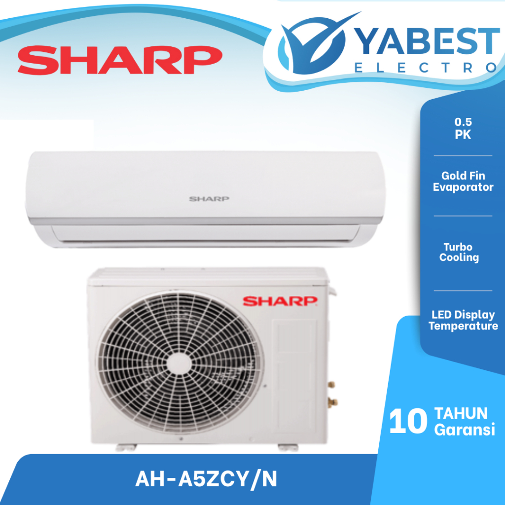 Jual SHARP AC Split 0.5 PK Standard AH-A5ZCY/N dengan Gold Fin ...
