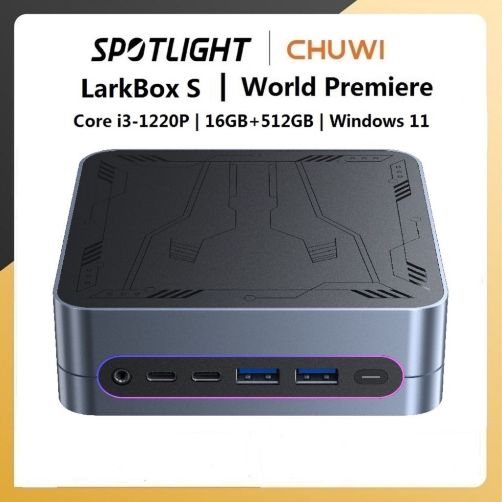 CHUWI LarkBox S Mini PC Core 1220P 16GB RAM 512GB SSD Gaming PC UHD Graphics Desktop Computer Windows 11 With RGB Light