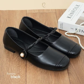 QUINCE Samira Mary Jane Flats Shoes Wanita Sepatu Hitam Balet Women Shoes