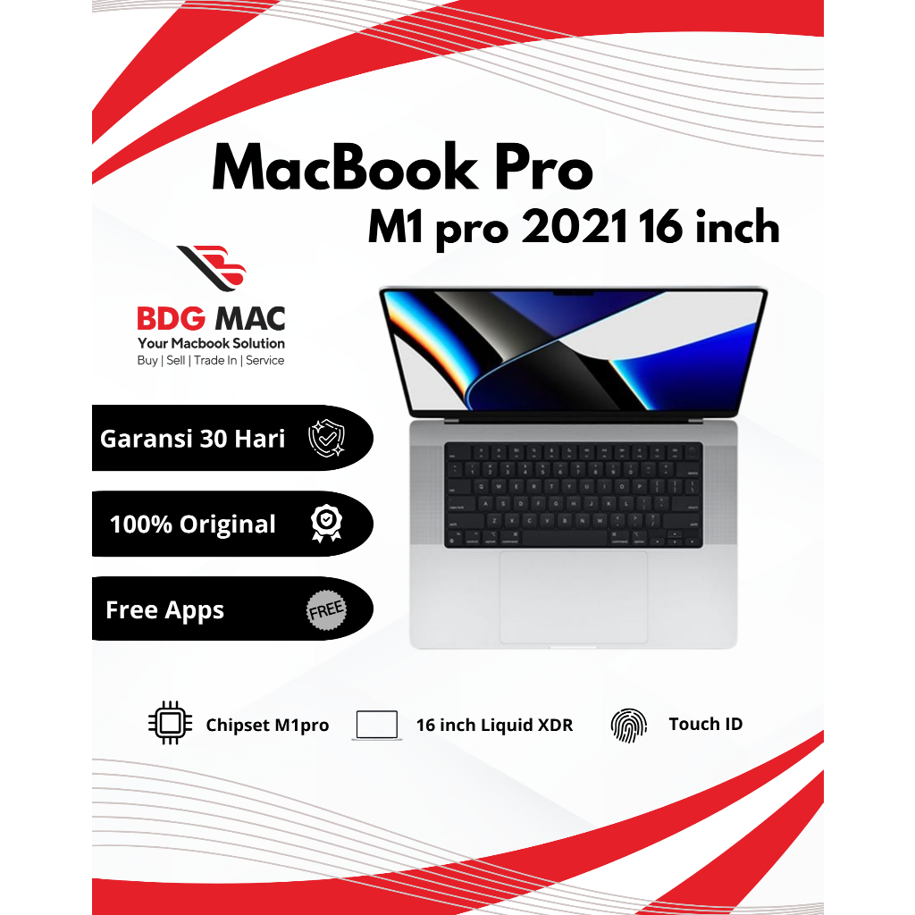 Jual MacBook Pro M1 Pro 2021 16 inch Ram 16GB 32GB SSD 512GB 1TB Second ...