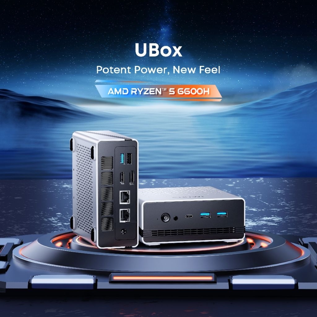PC Mini CHUWI UBox dengan Prosesor Ryzen 6600H/7430U AMD, RAM 16GB, SSD 512, Windows 11, Komputer Desktop, Pemutar Video 4K, WIFI 6