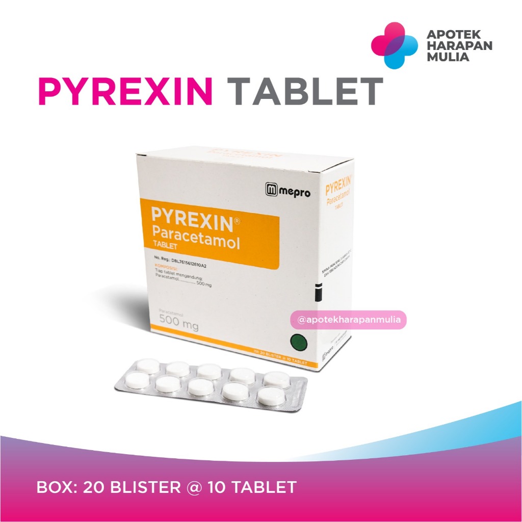 Jual PYREXIN PARACETAMOL TABLET - BOX ISI 20 BLISTER (200 TABLET ...