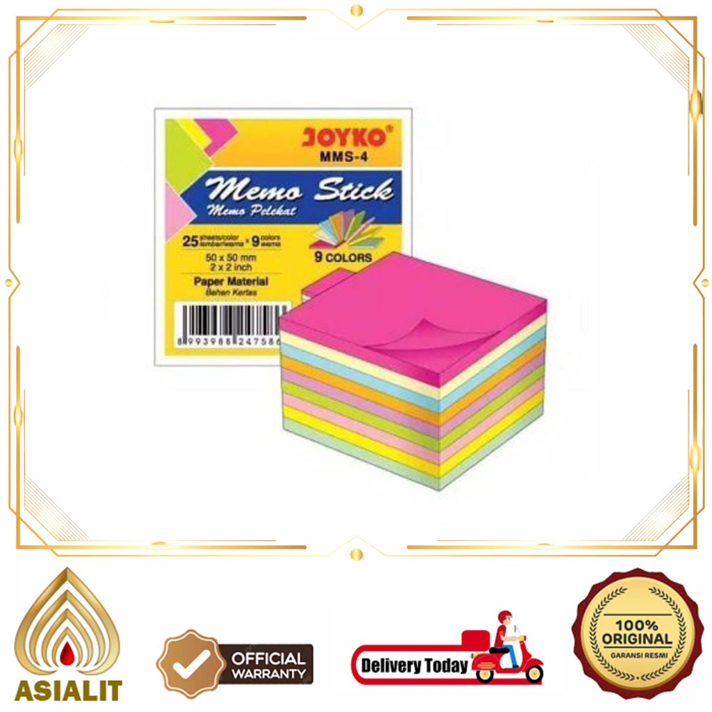 Jual Memo Stick Joyko MMS-4 Sticky Notes 9 Warna Mark MMS 4 MMS4 ...