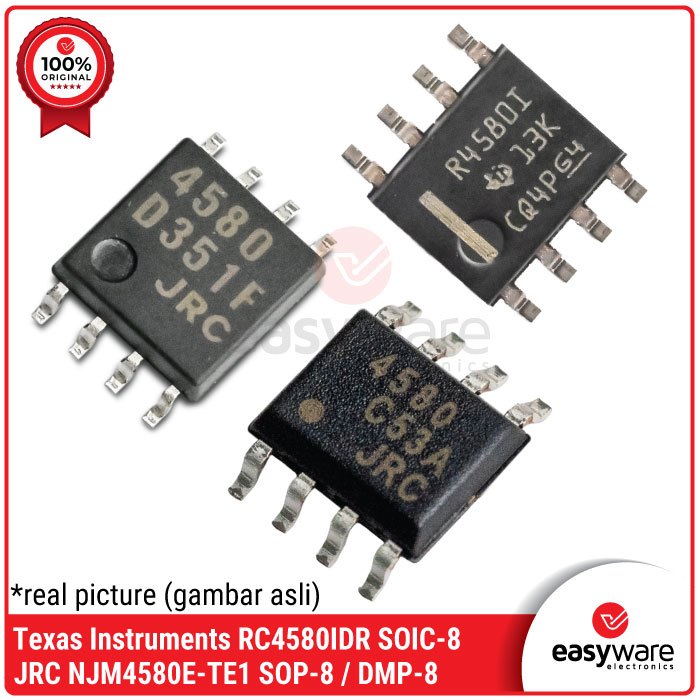 Jual IC NJM4580 SMD SOP-8 / DMP-8 JRC Dual Operational Amplifier ...