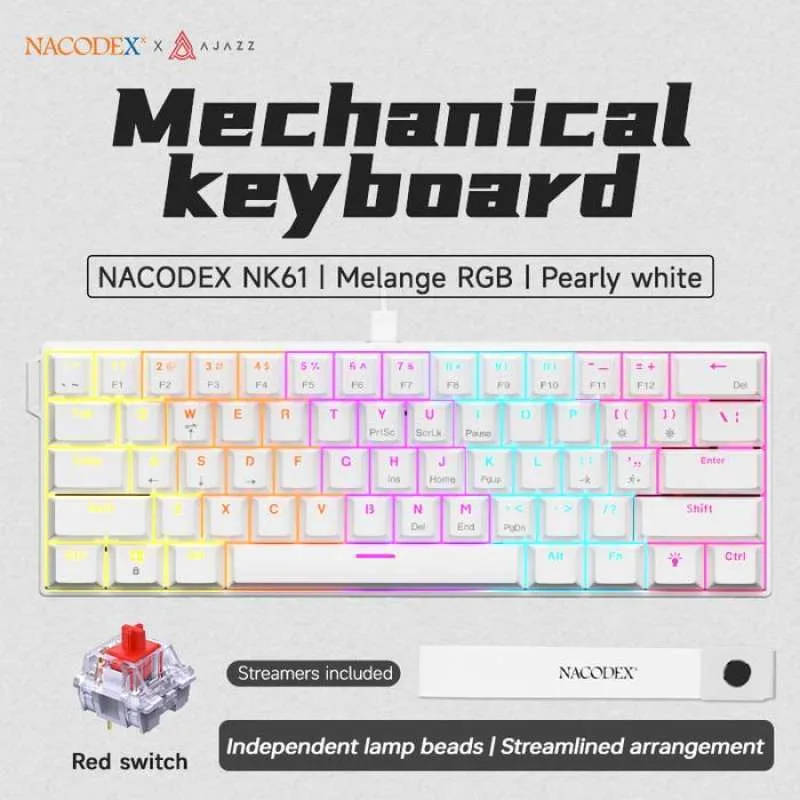 Jual KEYBOARD MECHANICAL AJAZZ NK61 WIRED (RED SWITCH) WHITE/BLACK ...