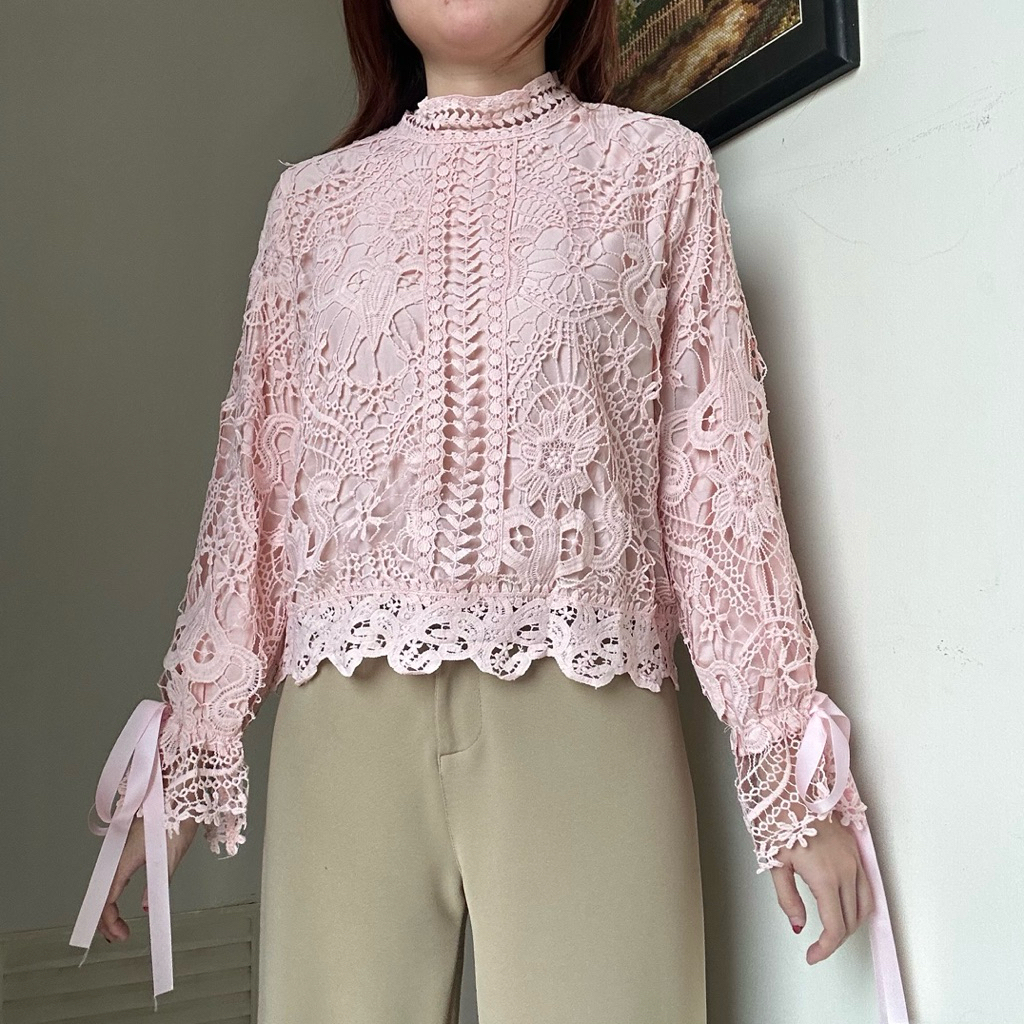 Jual Raquel TOP atasan blouse kemeja wanita katun renda full furing ...