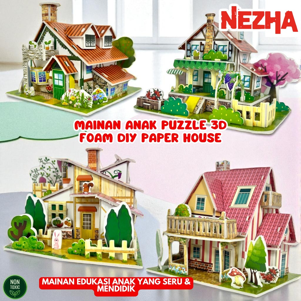 Jual Mainan Anak Puzzle 3D Foam DIY Paper HOUSE Mainan Puzzle Edukasi ...