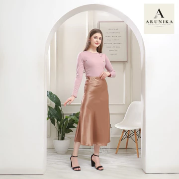 ARUNIKA Rok Satin Midi Panjang 95cm Skirt Mermaid Premium Rok Satin Impor Bawahan Wanita