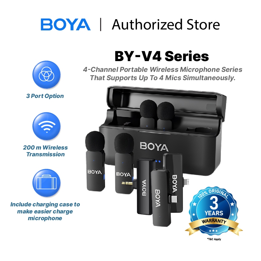 Jual BOYA BY-V4 / V4D / V4U Mikrofon Klip 4 Pemancar Ultracompact ...