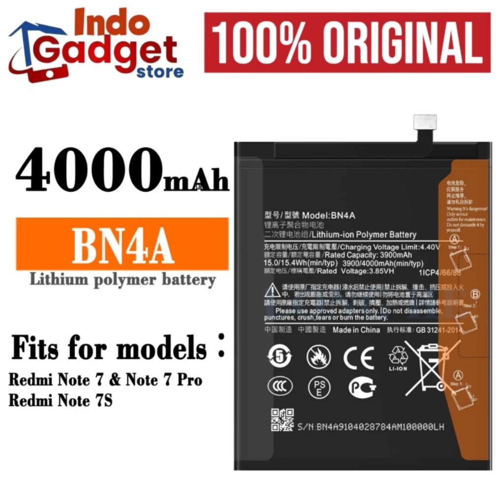 Jual Baterai Batre Redmi Note 7 Note 7 Pro Note 7s Note 8T Baterai BN4A ...