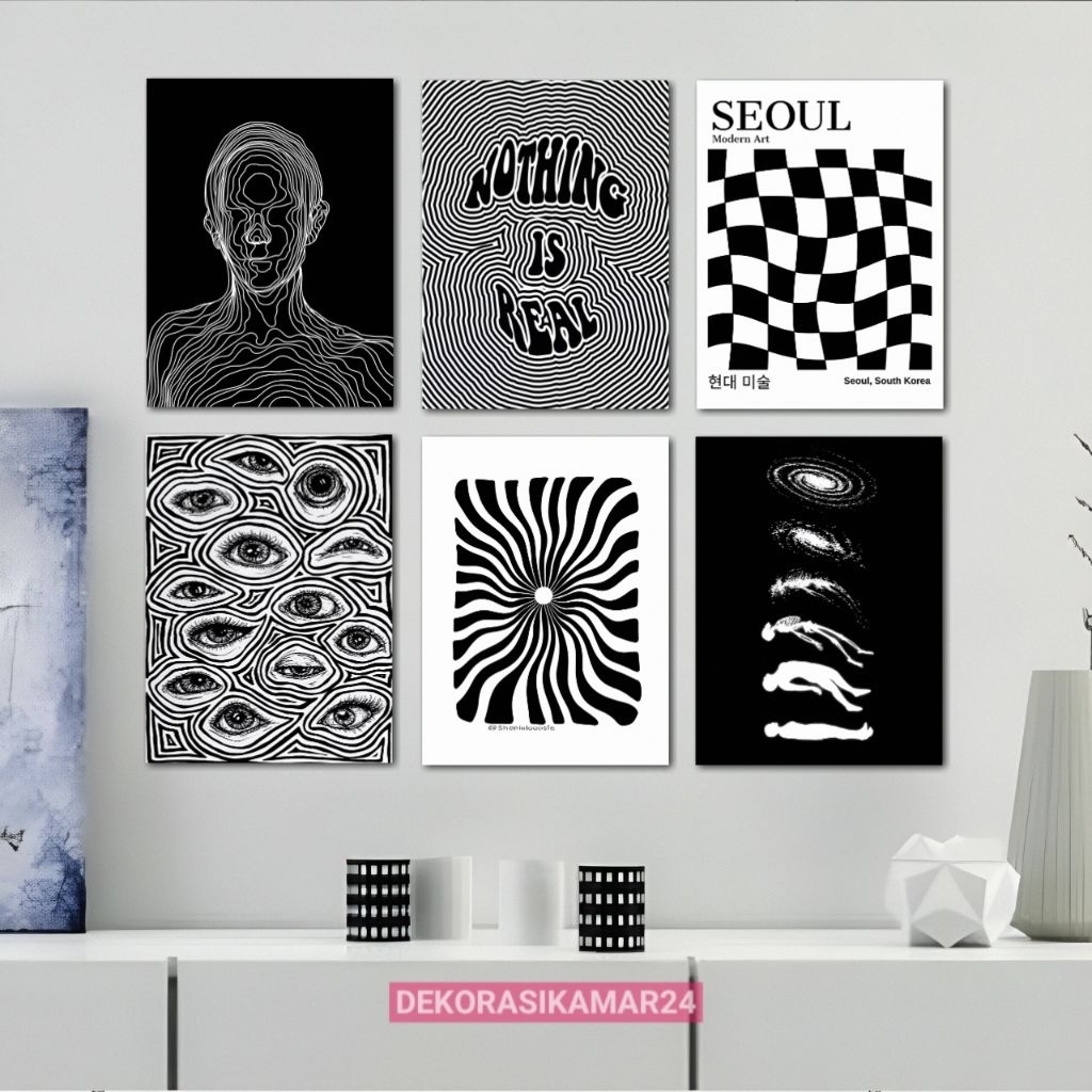 Hiasan dinding kamar aesthetic Poster dinding minimalis black and wahite Pajangan - Wall decor