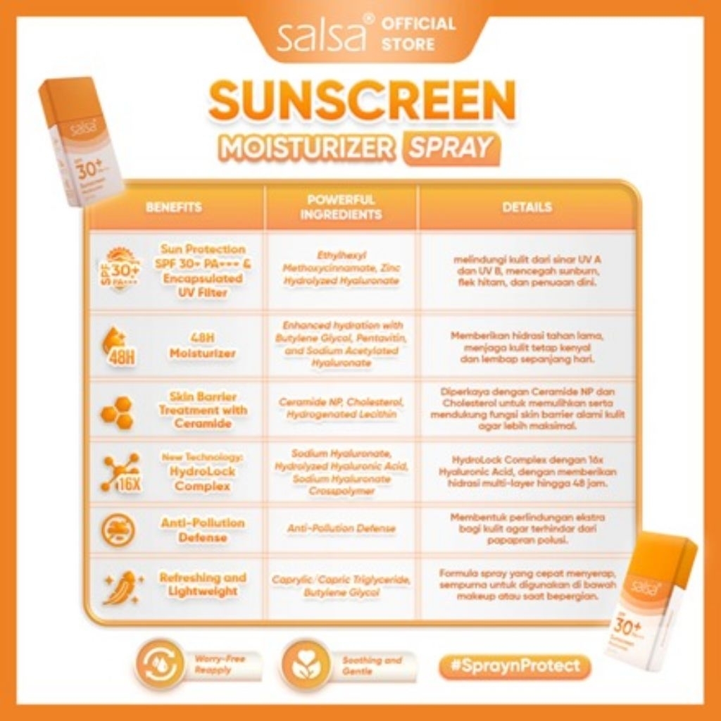 Jual SALSA SUNCREEN MOISTURIZER SERIES - SUNCREEN SPRAY SPF 30 + PA ...