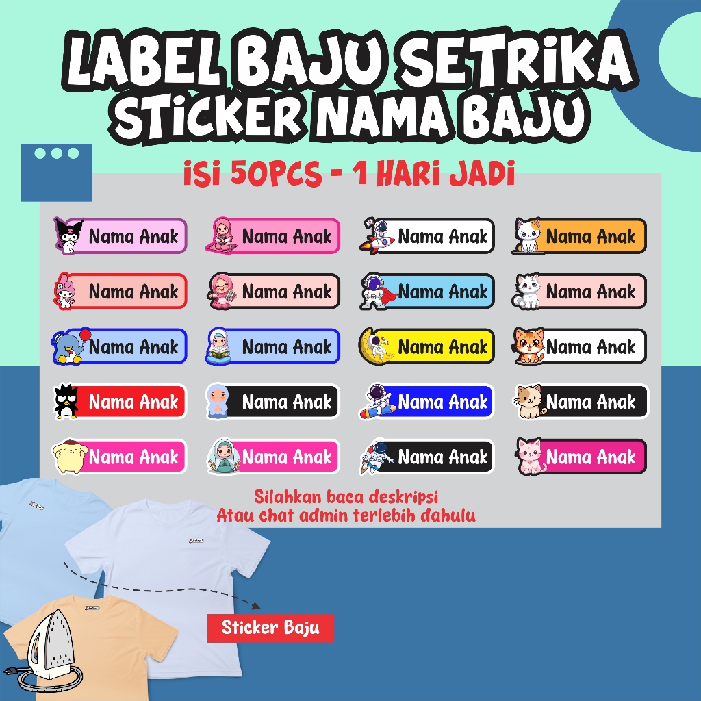 Jual Sticker baju - label setrika-label baju-custum nama-label nama ...