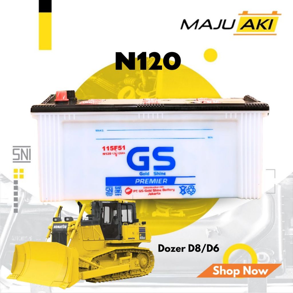 Jual Aki Basah GS Gold Shine Dry Charge Premier N120 Battery Dozer ...