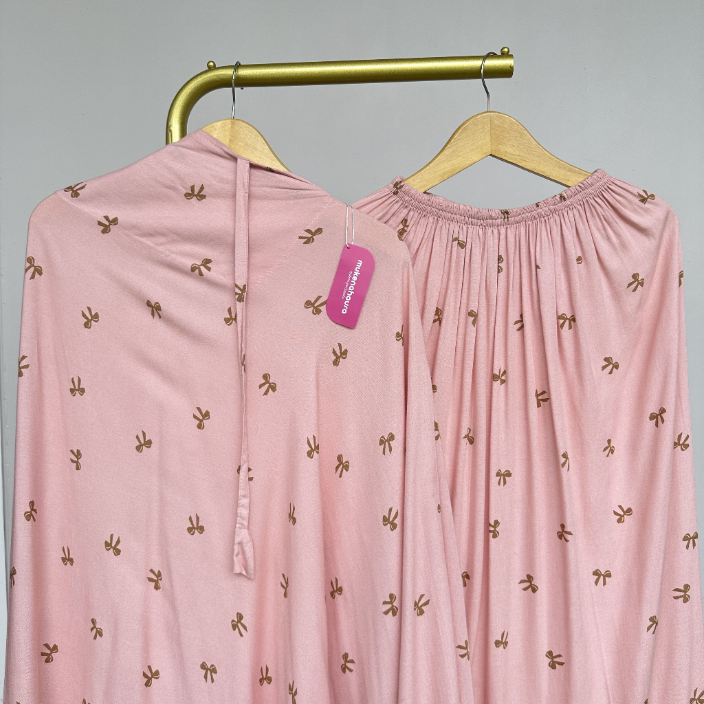 Mukena Dewasa Pita Coquette Rayon Viscose Motif Kekinian