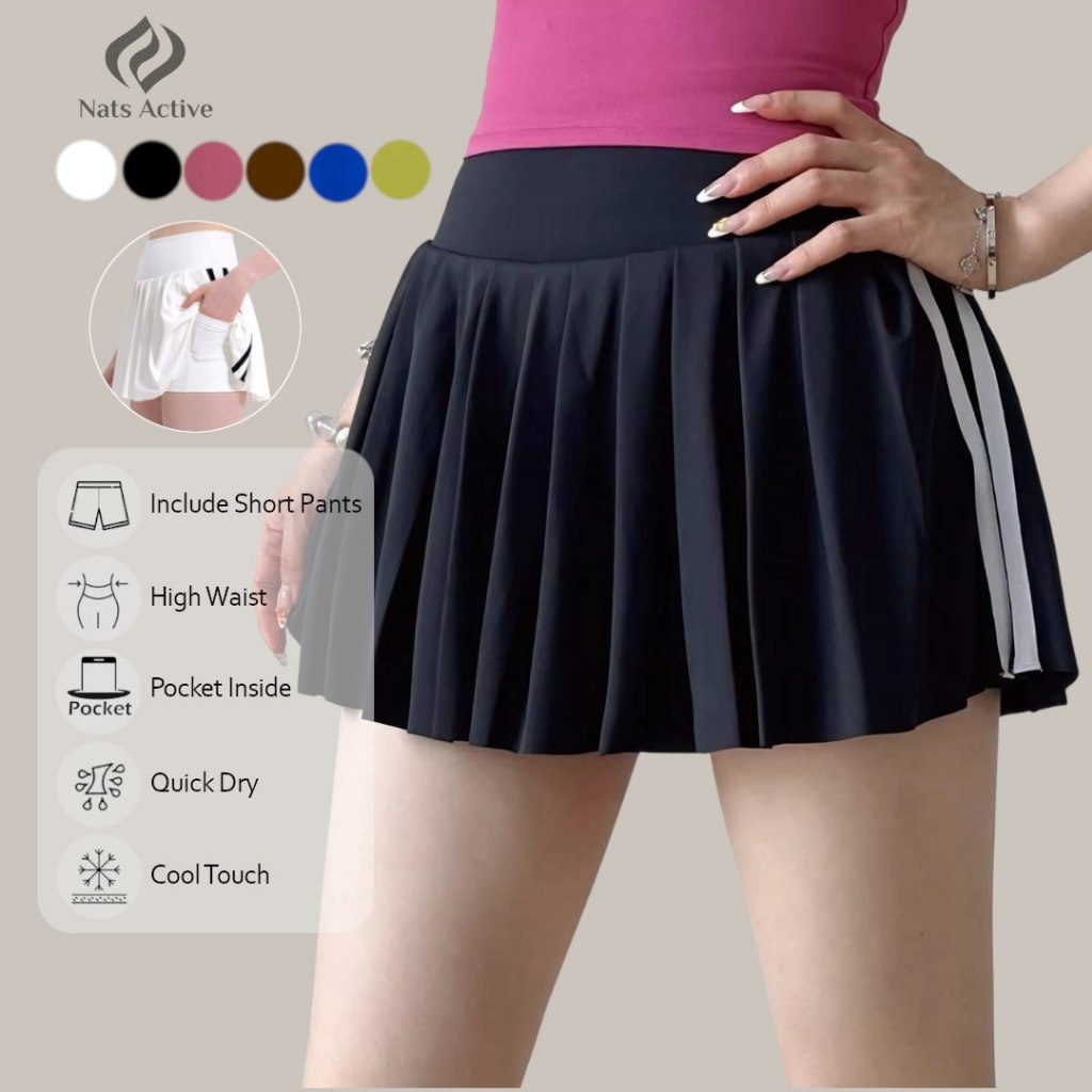 Jual NATS ACTIVE Rok Tennis ZOYA skirt rok olahraga wanita gym aerobic ...
