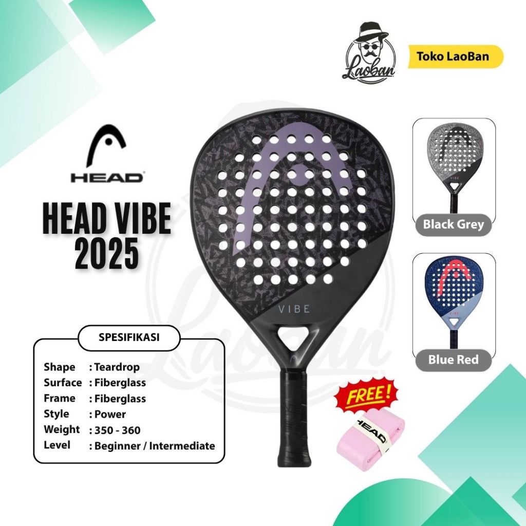 Jual Padel Racket Head VIBE 2025 - Raket Padel Head Fiberglass 350 Gr ...