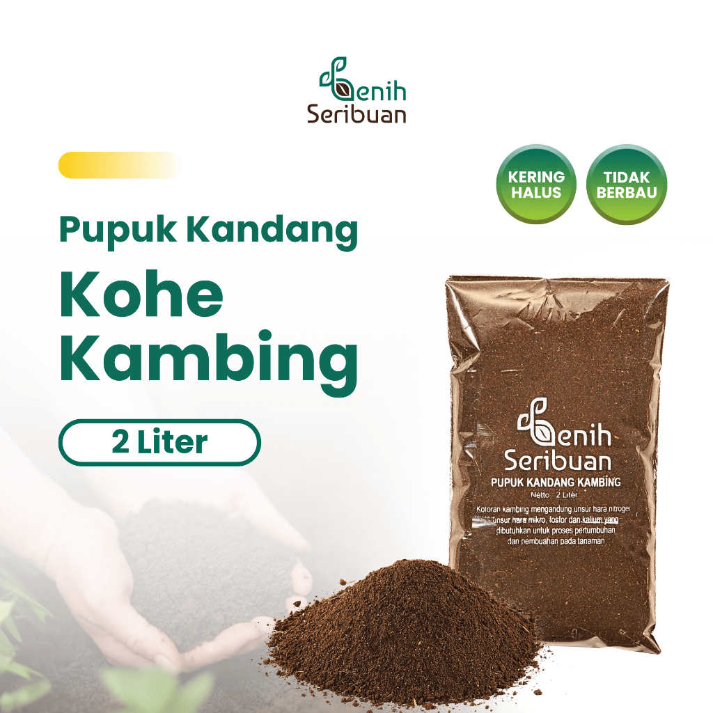 Benih Seribuan - Pupuk Kandang Media Tanam Organik Kohe Kambing 2 Liter Murni