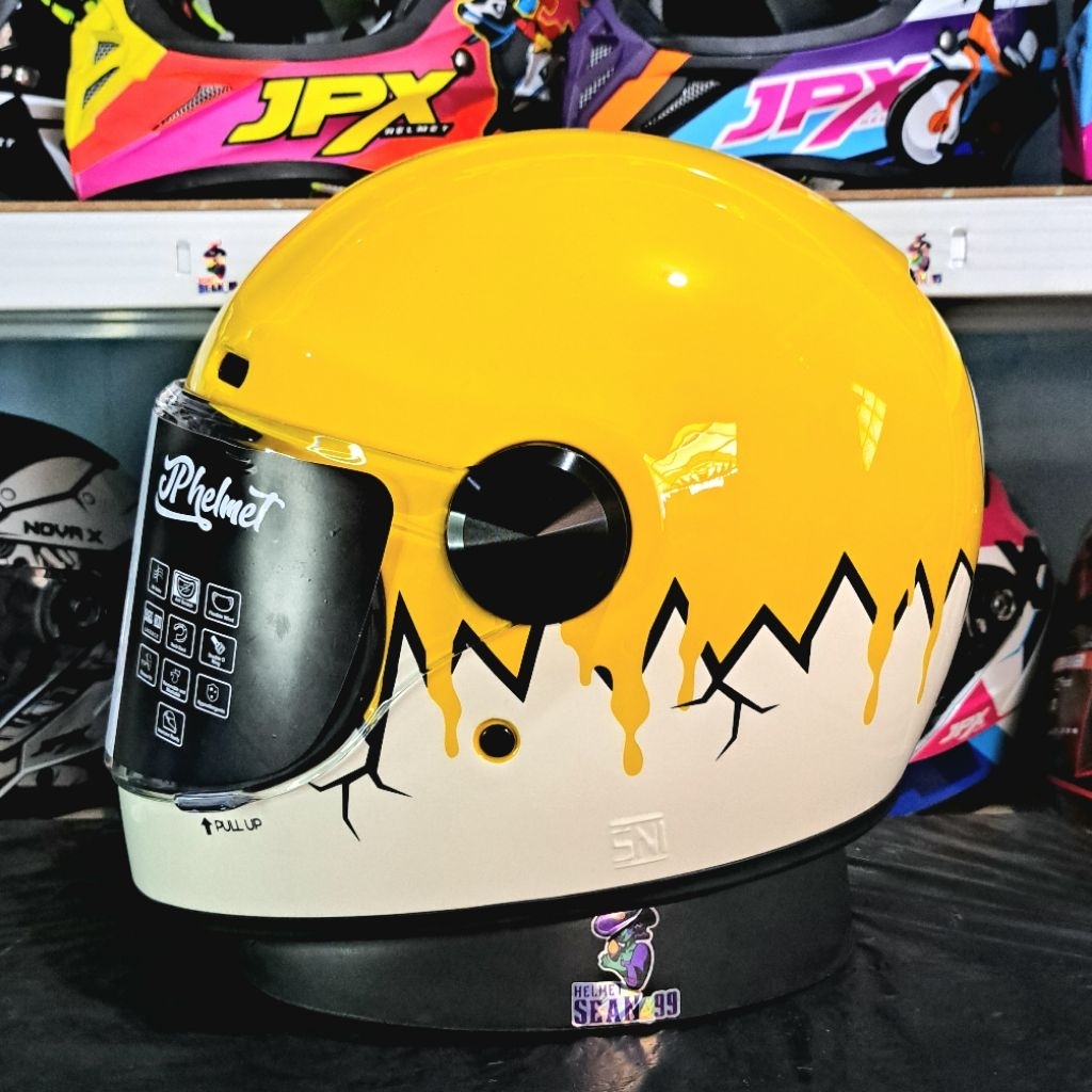 Jual HELM JPX JP ROKR MOTIF RK 03 YELLOW MELON ORANGE FULL FACE ...