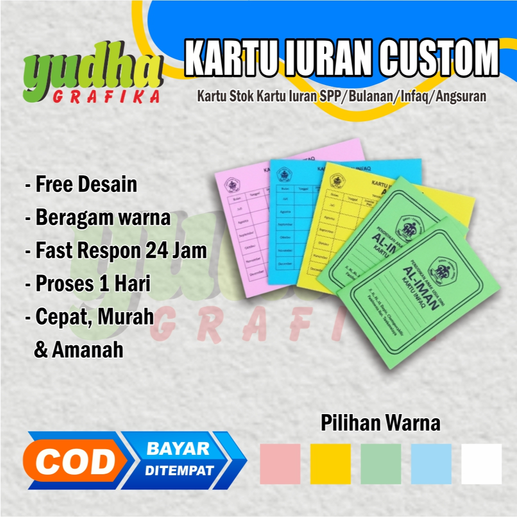 Jual Kartu Iuran Custom Desain Bebas (SPP, Bulanan, Infaq, Angsuran ...