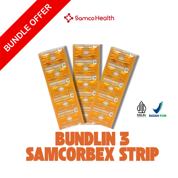Jual [LEBIH HEMAT] 3 Samcorbex Strip | 30 Kapsul | Vitamin C 500mg + B ...