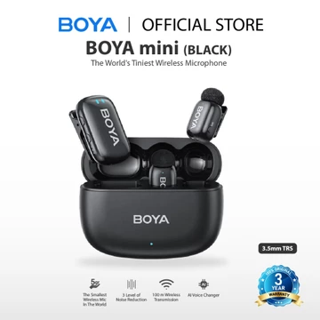 BOYA Mini Mikrofon Klip Nirkabel 2.4GHz Ultra Mini Wireless Microphone Dengan Fitur AI Pengubah